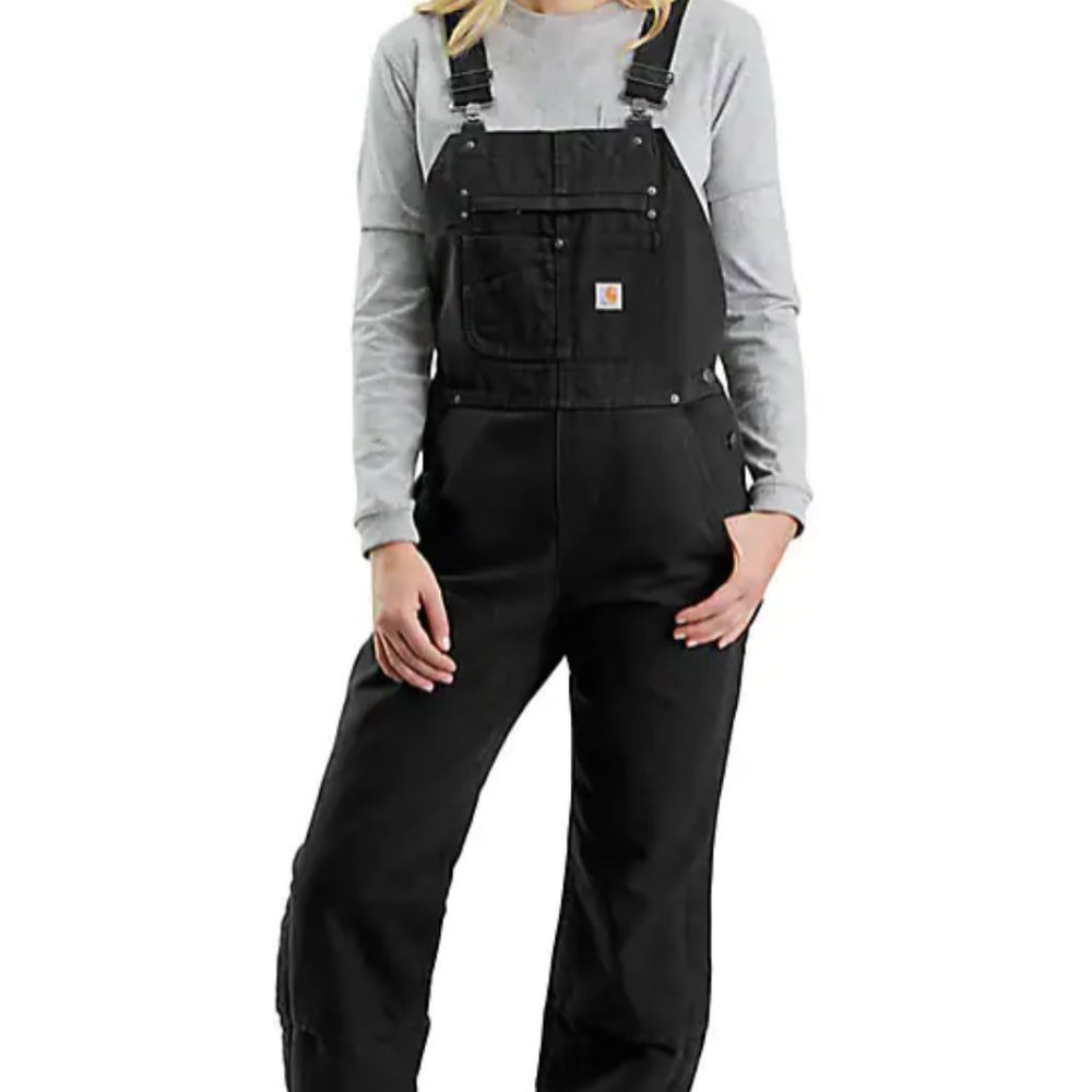 Carhartt Women's Quilt-Lined Duck Bib Overalls-Black- with tags